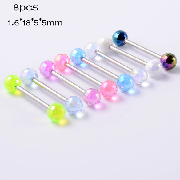 Acrylic Luminous Tongue Piercing Nail Set Round Fantasy Crack Ball Navel Ring Horseshoe Ring Nose Ring