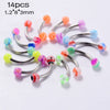 Acrylic Luminous Tongue Piercing Nail Set Round Fantasy Crack Ball Navel Ring Horseshoe Ring Nose Ring