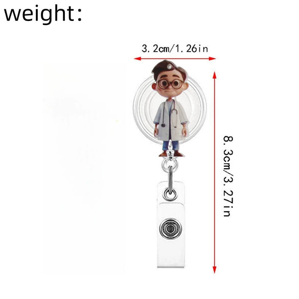 Acrylic Nurse Easy Pull Buckle Retractable Cartoon Keychain