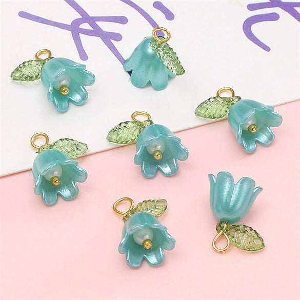 Acrylic Plated Lily Orchid Beads Handmade Necklace Bracelet Clothing Accessories Wholesale