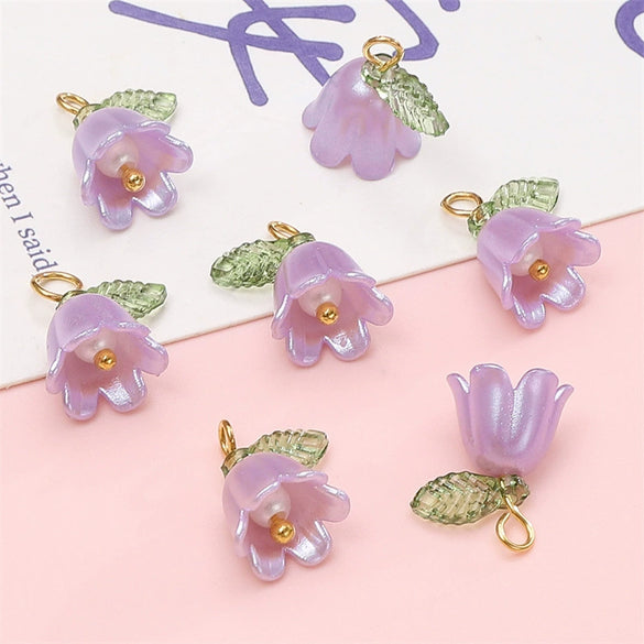 Acrylic Plated Lily Orchid Beads Handmade Necklace Bracelet Clothing Accessories Wholesale