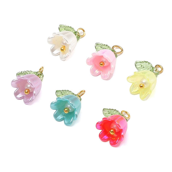 Acrylic Plated Lily Orchid Beads Handmade Necklace Bracelet Clothing Accessories Wholesale
