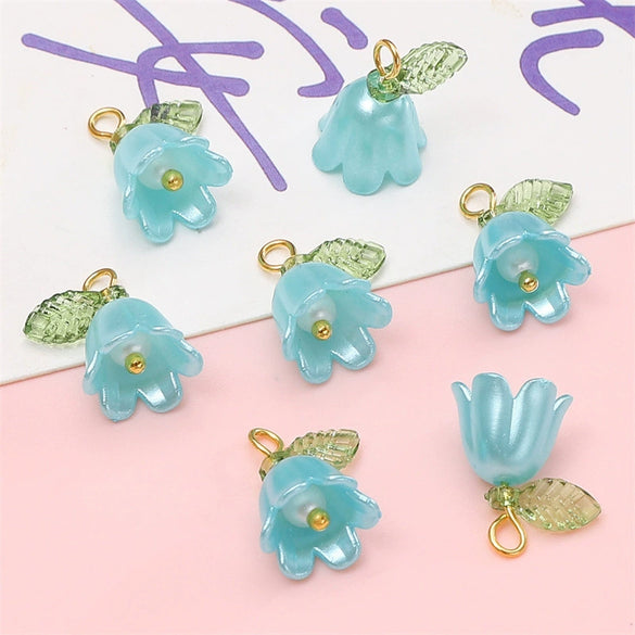 Acrylic Plated Lily Orchid Beads Handmade Necklace Bracelet Clothing Accessories Wholesale