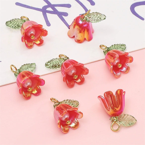 Acrylic Plated Lily Orchid Beads Handmade Necklace Bracelet Clothing Accessories Wholesale