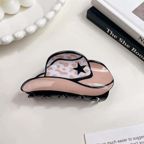 Acrylic Pvc Handmade Leopardprint Cowboy Hat Hairpin Women's Hair Accessories Headwear