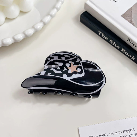 Acrylic Pvc Handmade Leopardprint Cowboy Hat Hairpin Women's Hair Accessories Headwear