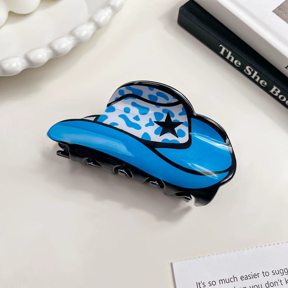 Acrylic Pvc Handmade Leopardprint Cowboy Hat Hairpin Women's Hair Accessories Headwear