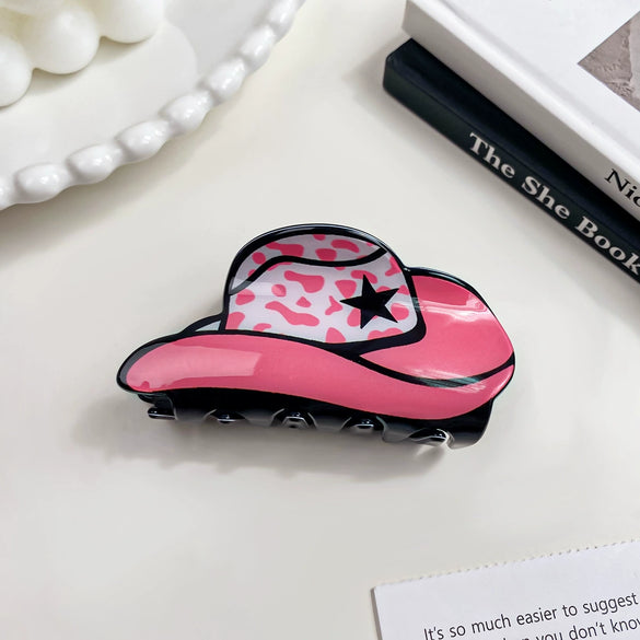 Acrylic Pvc Handmade Leopardprint Cowboy Hat Hairpin Women's Hair Accessories Headwear