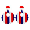 Acrylic Red Blue And White Striped Geometric Earrings Minimalist Versatile Festive Jewelry For Women And Men