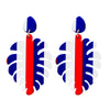 Acrylic Red Blue And White Striped Geometric Earrings Minimalist Versatile Festive Jewelry For Women And Men