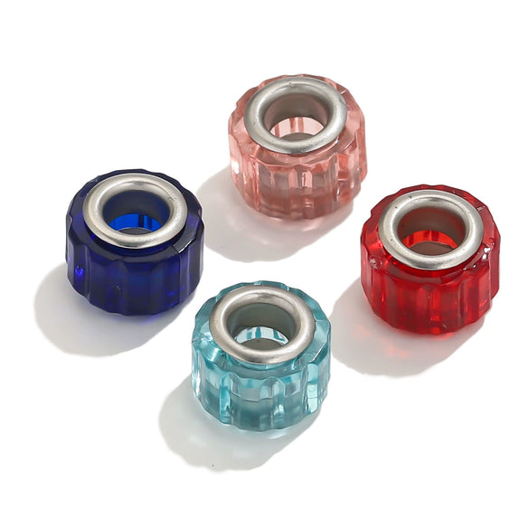 Acrylic Resin Color Transparent Diamond Cylindrical Large Hole Beads Bracelet Necklace Loose Beads
