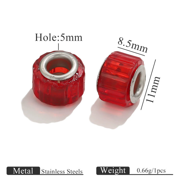 Acrylic Resin Color Transparent Diamond Cylindrical Large Hole Beads Bracelet Necklace Loose Beads