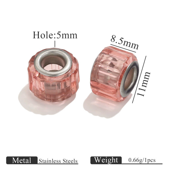 Acrylic Resin Color Transparent Diamond Cylindrical Large Hole Beads Bracelet Necklace Loose Beads