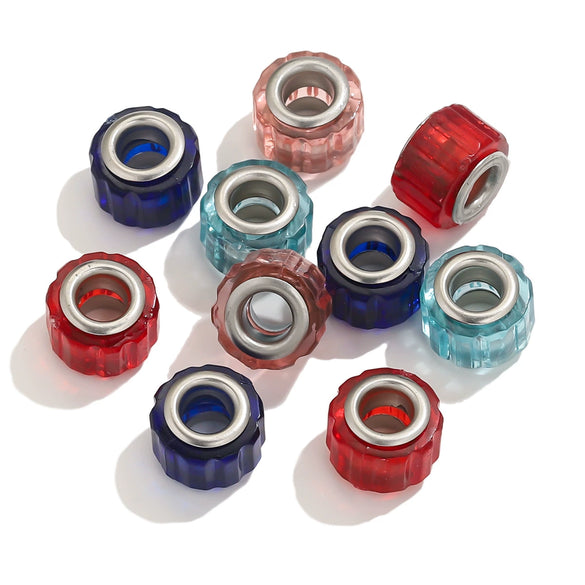 Acrylic Resin Color Transparent Diamond Cylindrical Large Hole Beads Bracelet Necklace Loose Beads