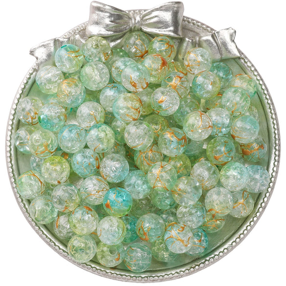 Acrylic Round Beads Handmade Diy Beaded Bracelet Material Accessories With Cracked Twocolor Design Highend Feel