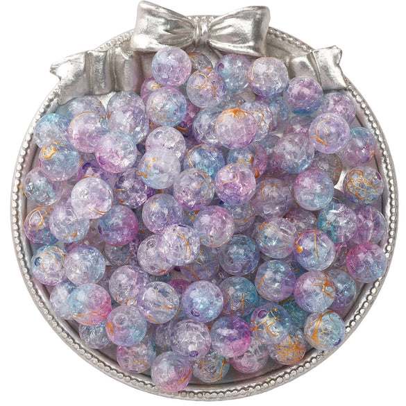 Acrylic Round Beads Handmade Diy Beaded Bracelet Material Accessories With Cracked Twocolor Design Highend Feel