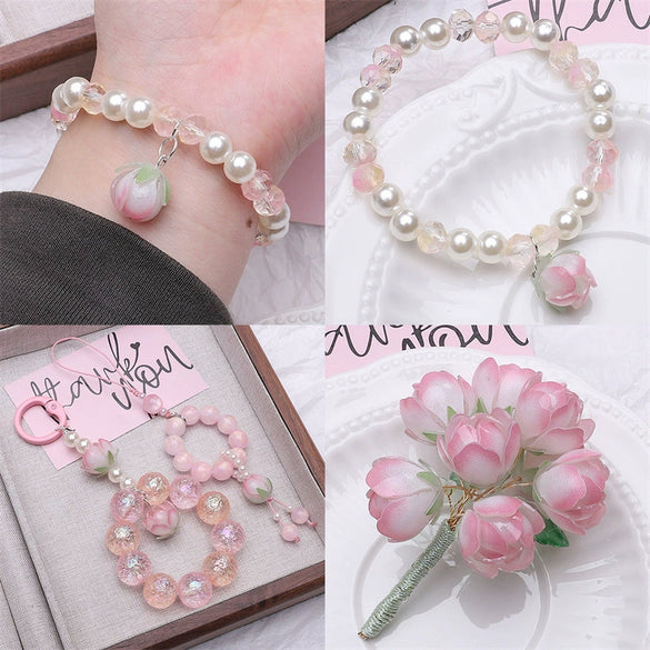 Acrylic Simple Style Handmade Peach Blossom Pendant Beaded Jewelry Accessories Bracelet Necklace