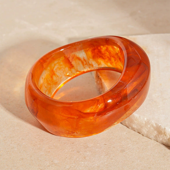 Acrylic Smudged Asymmetrical Wide Handmade Retro Bracelet For Women