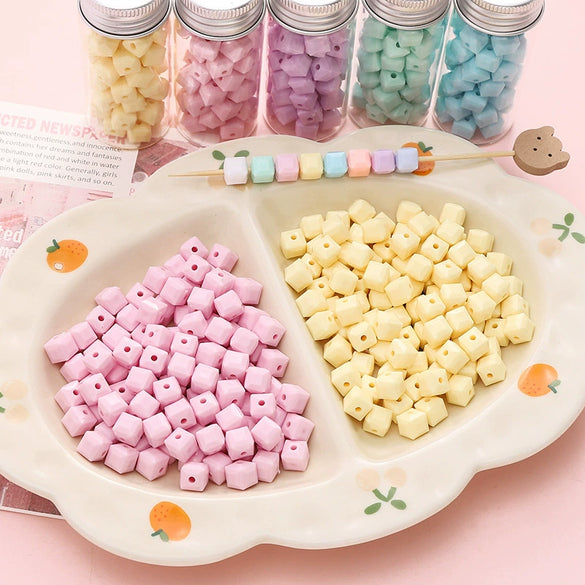 Acrylic Solid Color Square Loose Beads For Handmade Diy Bracelet And Mobile Phone Chain Accessories