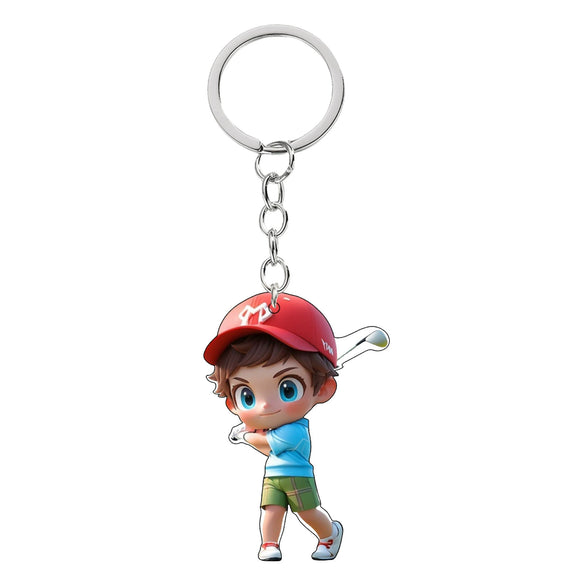 Acrylic Sports Cartoon Characters Basketball Football Theme Keychain 2D Doublesided Printing