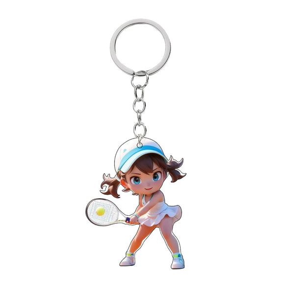 Acrylic Sports Cartoon Characters Basketball Football Theme Keychain 2D Doublesided Printing