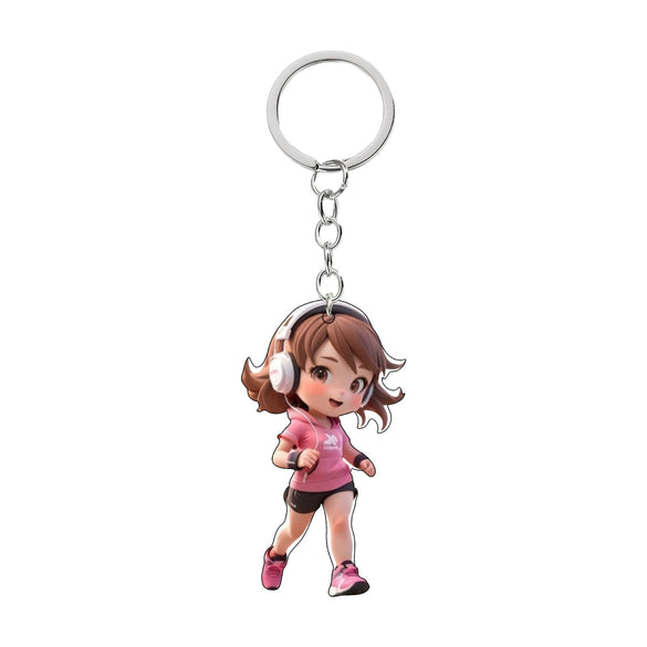 Acrylic Sports Cartoon Characters Basketball Football Theme Keychain 2D Doublesided Printing
