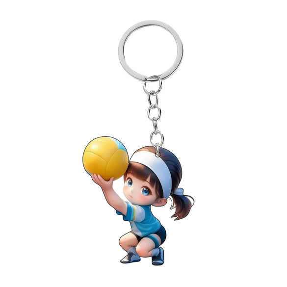 Acrylic Sports Cartoon Characters Basketball Football Theme Keychain 2D Doublesided Printing