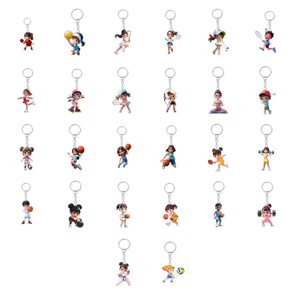 Acrylic Sports Cartoon Characters Basketball Football Theme Keychain 2D Doublesided Printing