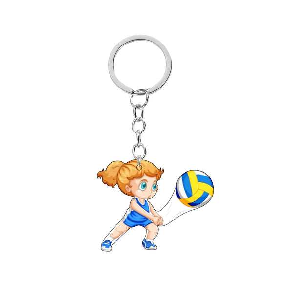 Acrylic Sports Cartoon Characters Basketball Football Theme Keychain 2D Doublesided Printing