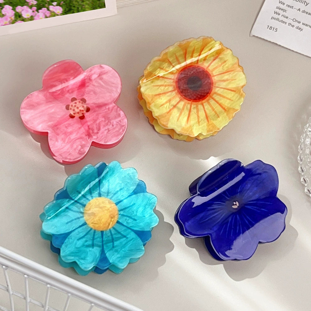 Acrylic Spring Flower Hair Grab Clip With Baking Paint Women's – GoodDiy