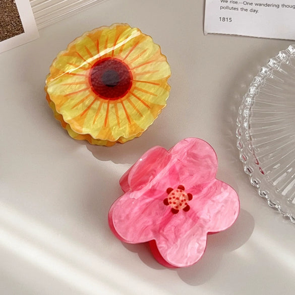 Acrylic Spring Flower Hair Grab Clip With Baking Paint Women's