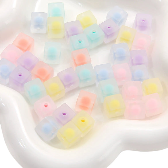 Acrylic Square Beads For Handmade Bracelet And Necklace Accessories Sweet Style Geometric Pattern