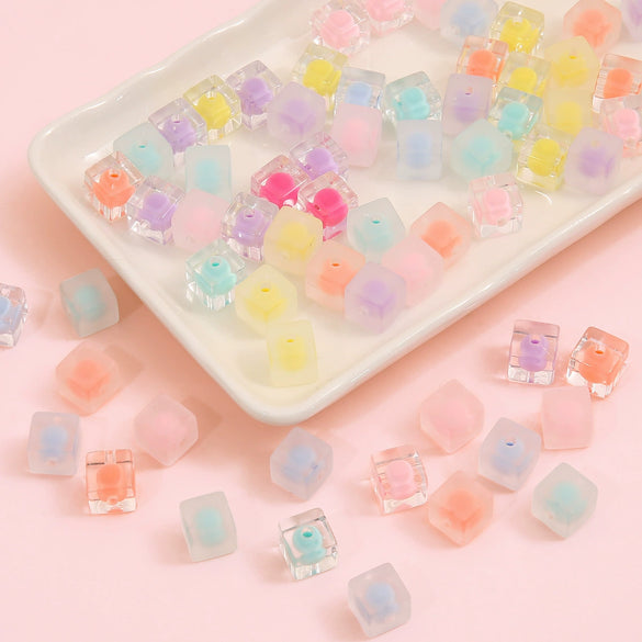 Acrylic Square Beads For Handmade Bracelet And Necklace Accessories Sweet Style Geometric Pattern