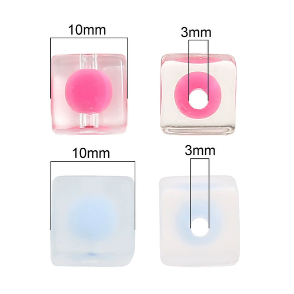 Acrylic Square Beads For Handmade Bracelet And Necklace Accessories Sweet Style Geometric Pattern