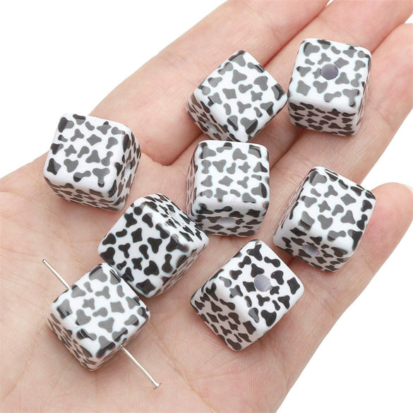 Acrylic Square Beads Plaid Handmade Floral Butterfly Bead Accessories