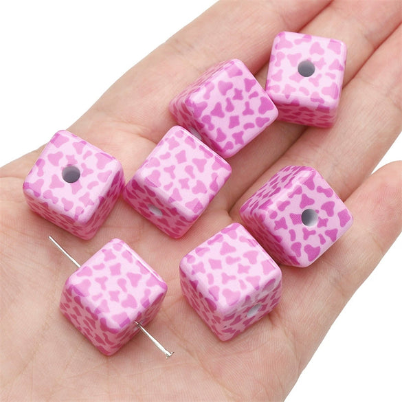 Acrylic Square Beads Plaid Handmade Floral Butterfly Bead Accessories