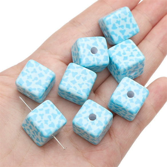 Acrylic Square Beads Plaid Handmade Floral Butterfly Bead Accessories