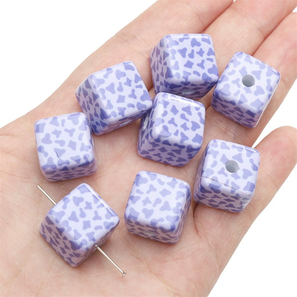 Acrylic Square Beads Plaid Handmade Floral Butterfly Bead Accessories