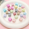 Acrylic Square Beads Plaid Handmade Floral Butterfly Bead Accessories