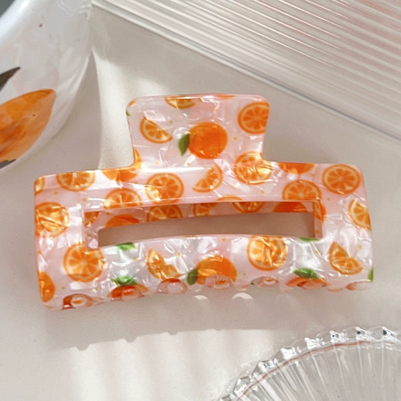 Acrylic Square Hollow Fresh Fruit Print Hair Clip Hair Accessories For Women