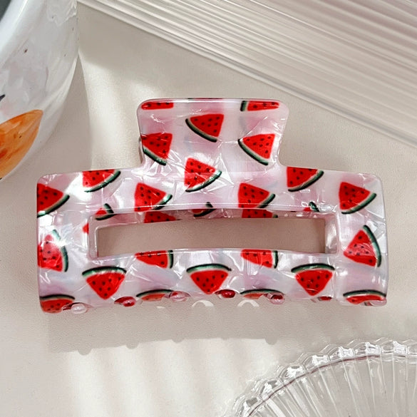 Acrylic Square Hollow Fresh Fruit Print Hair Clip Hair Accessories For Women