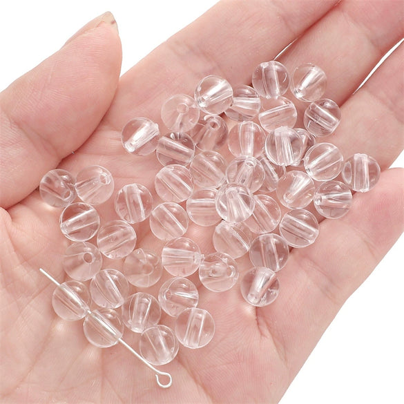 Acrylic Transparent Round Beads Simple Style Starry Sky Pattern Jewelry Material For Bracelet And Necklace