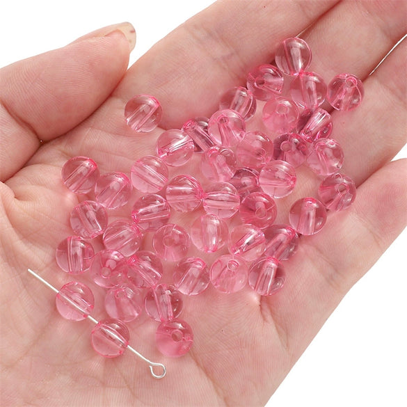 Acrylic Transparent Round Beads Simple Style Starry Sky Pattern Jewelry Material For Bracelet And Necklace