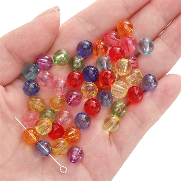 Acrylic Transparent Round Beads Simple Style Starry Sky Pattern Jewelry Material For Bracelet And Necklace