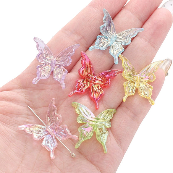 Acrylic Transparent Twocolor Gradient Butterfly Handmade Necklace Pendant Material Accessories