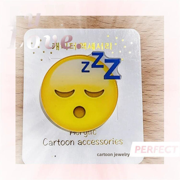 Acrylic Unisex Hair Accessories With Drop Shape And Cute Cartoon Expressions Printing