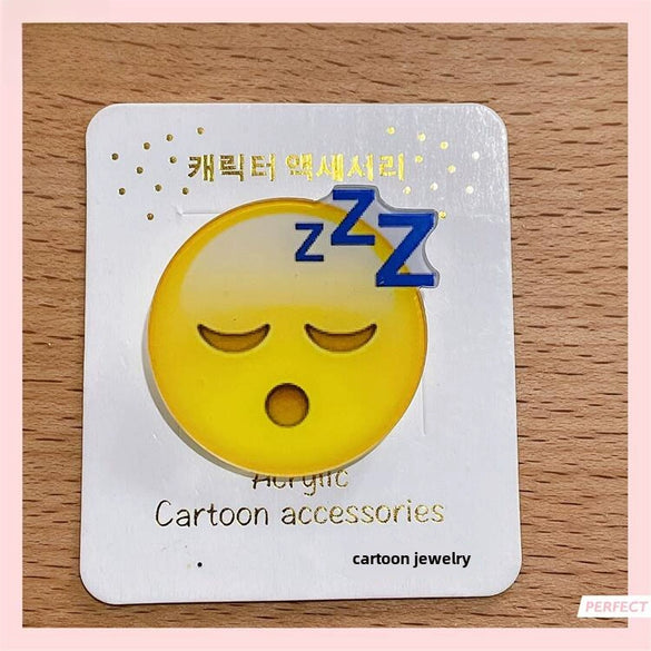 Acrylic Unisex Hair Accessories With Drop Shape And Cute Cartoon Expressions Printing
