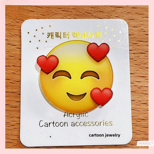 Acrylic Unisex Hair Accessories With Drop Shape And Cute Cartoon Expressions Printing