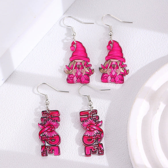 Acrylic Women's Earrings With Bow Tie Letter Pattern And Paint Design