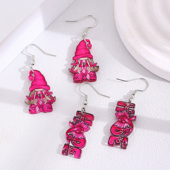 Acrylic Women's Earrings With Bow Tie Letter Pattern And Paint Design